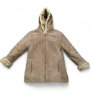 St.‎ John’s Bay Genuine Leather Suede Jacket Lined with Faux Fur Size Medium